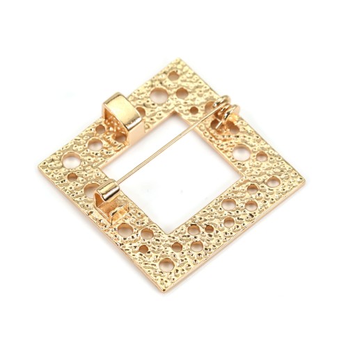 Broche pendentif carré dorée 34mm x 1pc