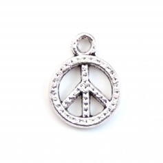 Peace & Love silver charm 8.5mm x 4pcs