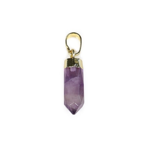 Amethyst point pendant - Gilded with fine gold - 6x16mm x 1pc