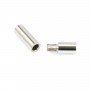 Fermoir pression acier, forme de tube, pour cordon de 5mm, 25x6mm x 2pcs