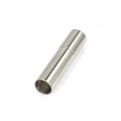 Chiusura a scatto in acciaio, a forma di tubo, per cordone da 5 mm, 25x6 mm x 2 pz