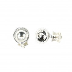 Round ear clip decorated 12mm silver 925 x 2pcs