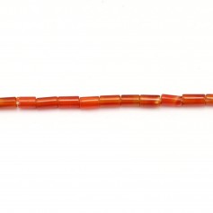 Orange tinted agate tube 2 x 4 mm x 40cm
