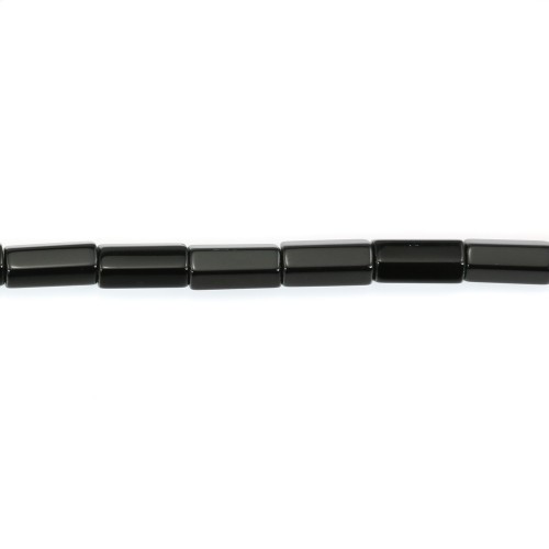 Agate noire tube facette 4x8mm x 40cm
