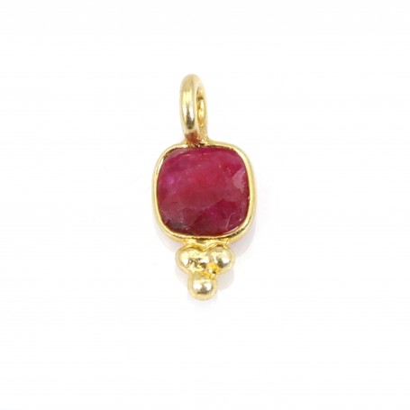 Charm Gemstone square faceted moon set in 925 silver gilded with fine gold 5x11mm x 1pc