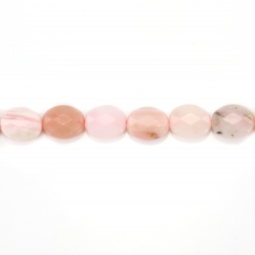 Pink opal, faceted oval shape, 8x10mm x 2pcs