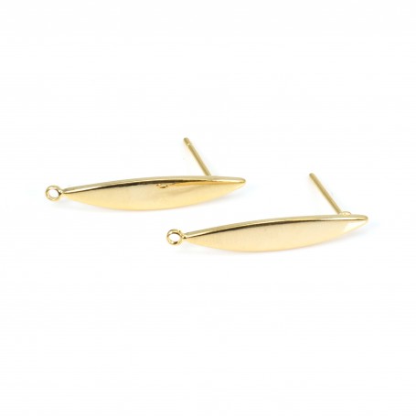 Ear studs 4x24mm, plated by "flash" gold on brass x 2pcs
