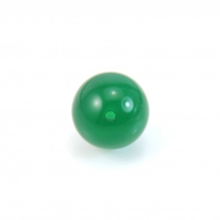 Green agate, half drilled, round 6mm x 1pc