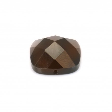 Cabochon smoky quartz faceted square 14mm x 1pc