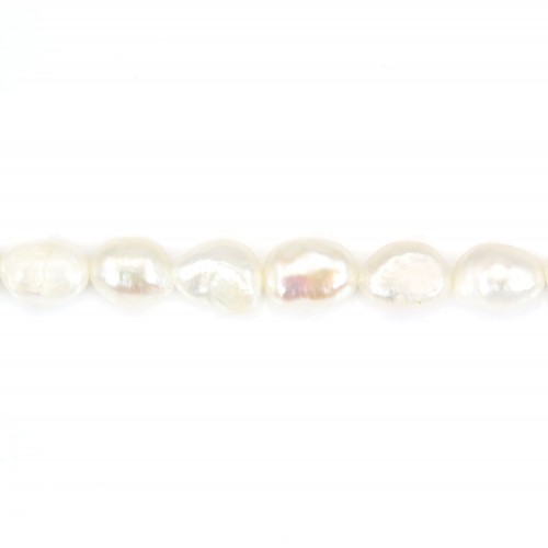 Perle coltivate d'acqua dolce, bianche, barocche, 6-7 mm x 35 cm