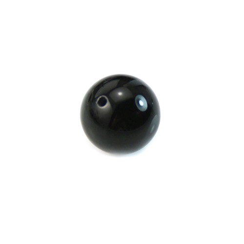 Black agate, half-drilled on one side, round 8mm x 2pcs
