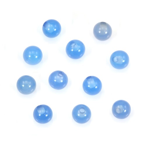 Blue tinted agate half drilled 4mm x 2pcs