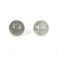 Labradorite, half drilled, round 6mm x 2pcs