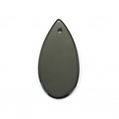 Pendentif agate noir goutte plate 15x30mm x 1pc