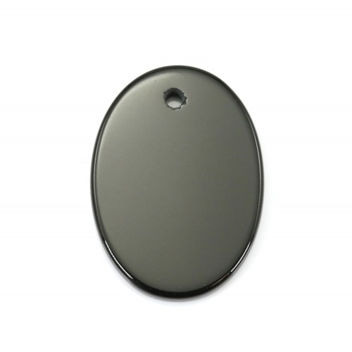 Ciondolo ovale nero di agata 18x25mm x 1pc