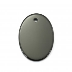 Oval black agate pendant 18x25mm x 1pc