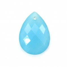 Blue chalcedony, in faceted drop shaped, 13 * 18mm x 1pc