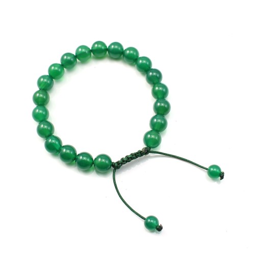 Bracelet green agate round 8mm 