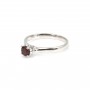 Red tourmaline ring 925 silver rhodium x 1pc