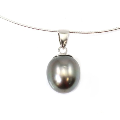Pendant tahiti pearl & straling silver 925 12.5x15mm x 1pc