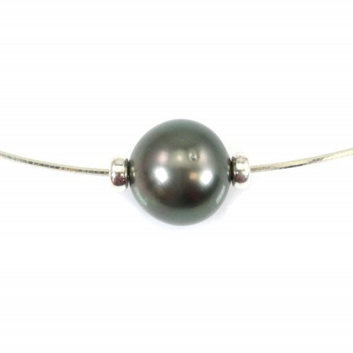 Collar de perlas cultivadas de Tahití Cadena de plata 925 40cm x 1pc