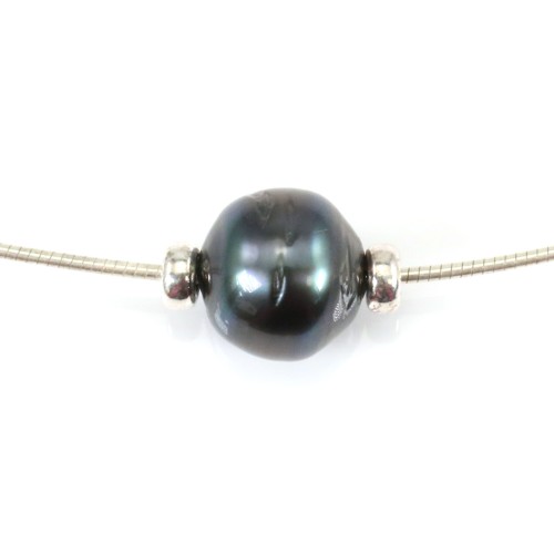 Collar de perlas cultivadas de Tahití Cadena de plata 925 45cm x 1pc