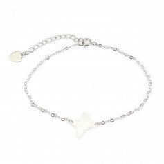 Bracelet Nacre blanc papillon - Argent 925 rhodié x 1pc
