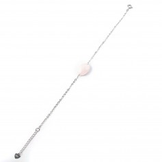 Ovales Rosenquarz Armband - 925er Silber rhodiniert x 1St
