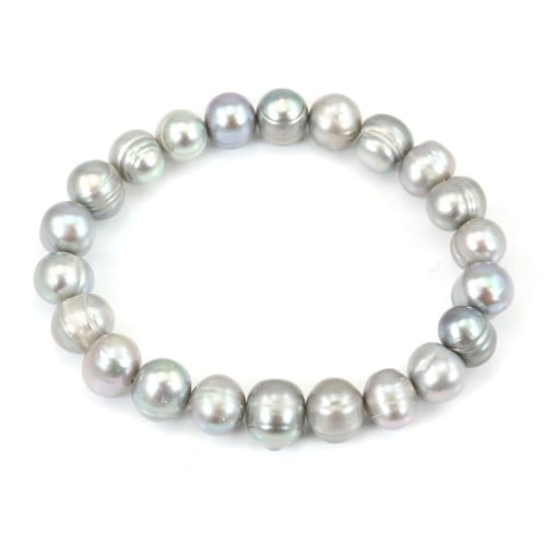 Grey freshwater cultured pearl bracelet - Elastic x 1pc