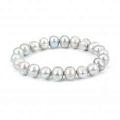 Bracelet perle de culture d'eau douce grise - Elastique x 1pc
