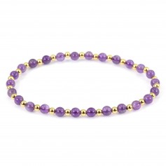 Bracelet Amethyst 4mm with golden pearl x 1pc