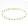4mm white mother-of-pearl bracelet with gold beads - Elastic x 1pc