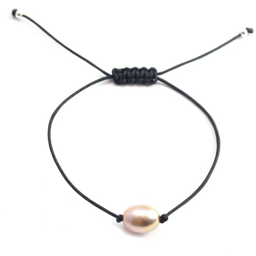Purple Freshwater Cultured Pearl Bracelet - Adjustable Cord x 1pc