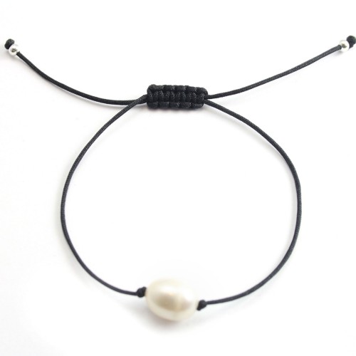 White Freshwater Cultured Pearl Bracelet - Adjustable Cord x 1pc