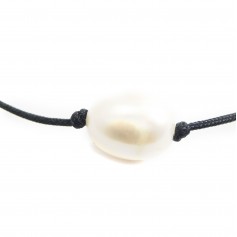 Bracciale di perle coltivate d'acqua dolce bianche - Cordoncino regolabile x 1pc