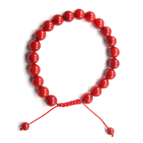 Sea Bamboo bracelet red hue round 8mm