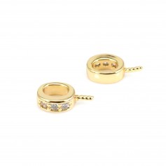 Pendant Bail strass for half-drilled bead - gold color 9mm x 2pcs