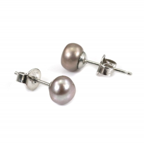 Silver earring 925 freshwater cultured pearl 6mm x 2pcs