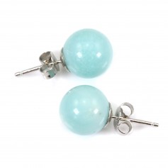 Amazonite earring, in size of 12mm, rhodium 925 silver x 2pcs