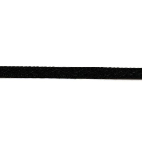 Hilo de poliéster satinado negro de doble cara 3 mm x 5 m