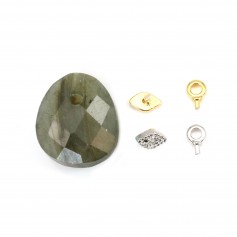 Labradorite pendant with eye - 12x14mm x 1pc