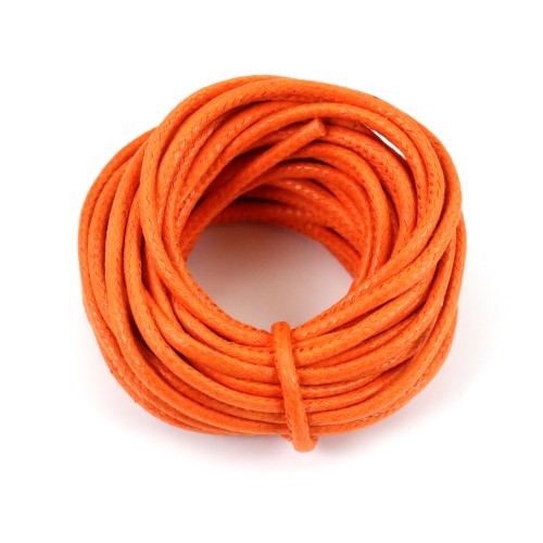 Cordón de algodón encerado naranja de 2,5 mm x 5 m