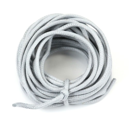 Cordón de algodón encerado gris de 2,0 mm x 5 m