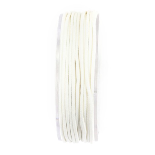 Cordón de algodón encerado blanco de 2,5 mm x 5 m
