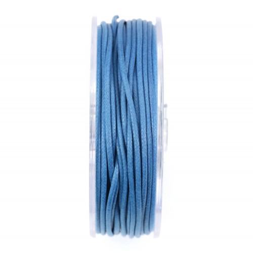 Cordón de algodón encerado azul de 1,0 mm x 20 m