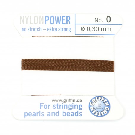 Nylon power wire with needle included, in brown color x 2m