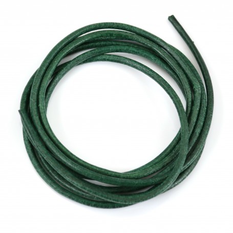 Leather cord rounded cowhide green 2mm x 1m