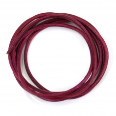 Leather cord rounded cowhide fuschia 2mm x 1m