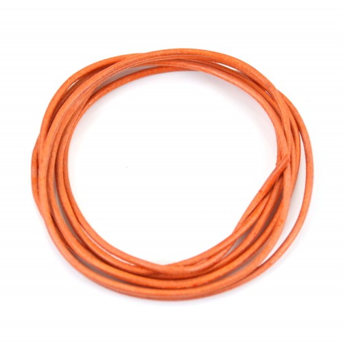 Orange Leather cord rounded goatskin 1.3mm x 1m