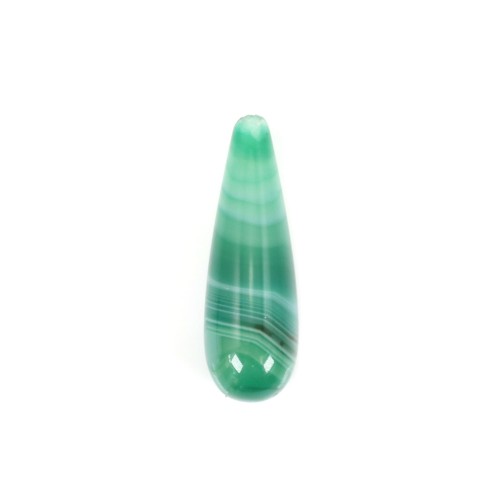Green agate drop half drilled 7x23mm x 1pc